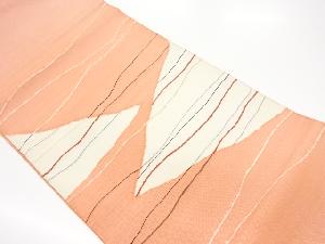 変わり横縞に幾何学模様織出し名古屋帯